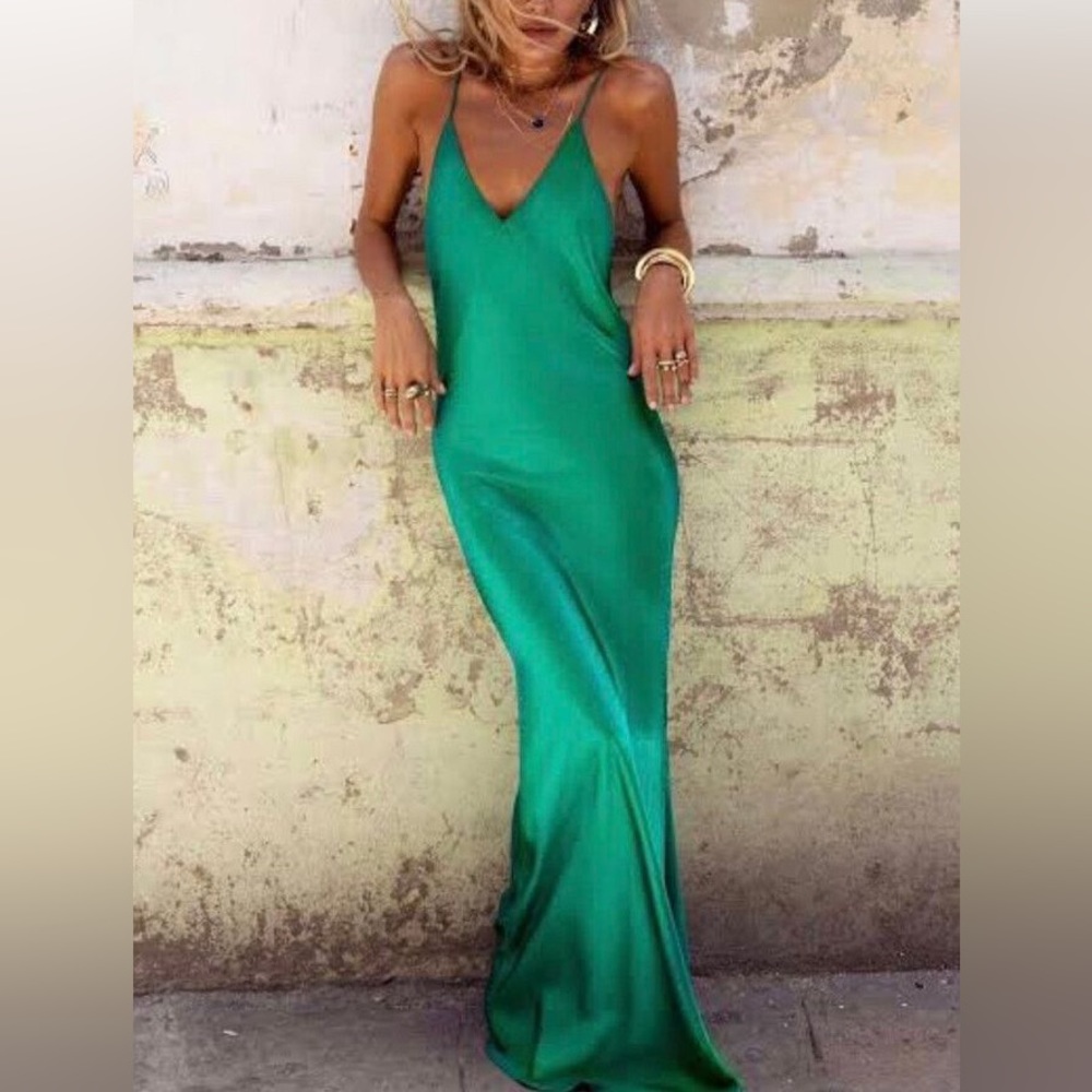 New Rat & Boa Delphine Dress Green Wedding Prom Gala XS Emerald Maxi Long